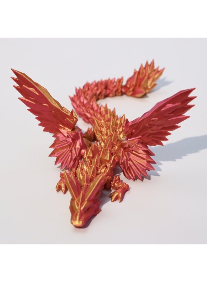 3D Printing Crystal Dragon Wings Joint Active Creative Dragon Ornaments Hand-made Gift Toys Cross-border-Colour:20.7cm Crystal Flying Dragon-laser Green  - Image 4