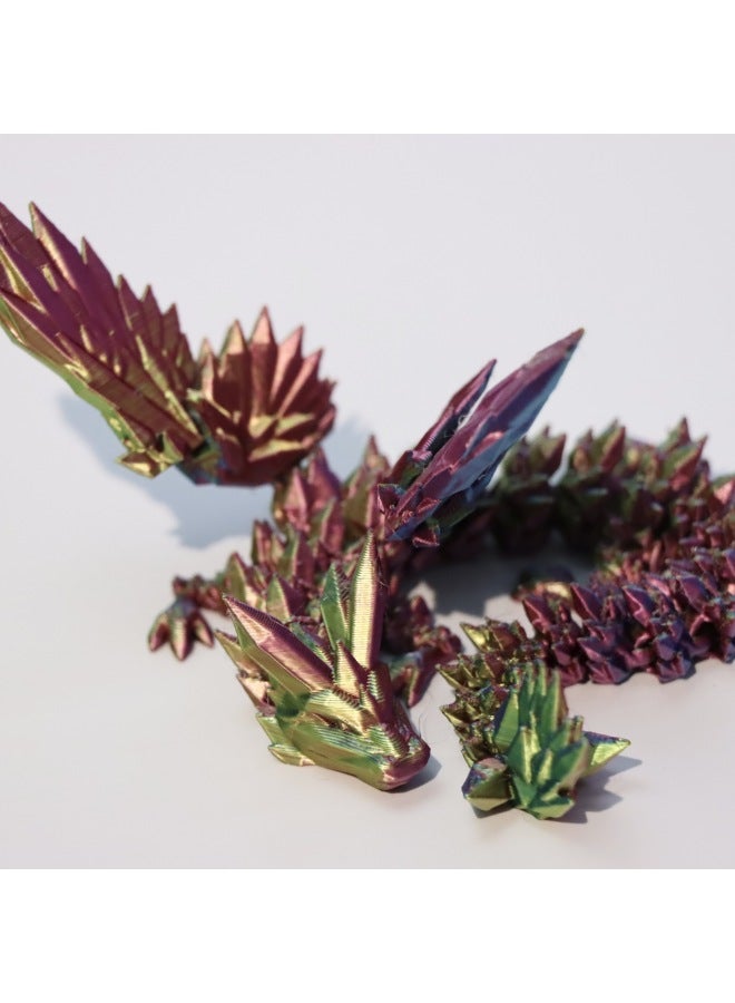 3D Printing Crystal Dragon Wings Joint Active Creative Dragon Ornaments Hand-made Gift Toys Cross-border-Colour:20.7cm Crystal Flying Dragon-laser Green  - Image 3