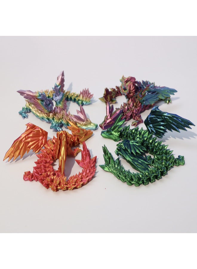 3D Printing Crystal Dragon Wings Joint Active Creative Dragon Ornaments Hand-made Gift Toys Cross-border-Colour:20.7cm Crystal Flying Dragon-laser Green  - Image 5