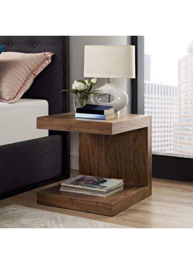 Art Wood Side Table - Natural Suede Wood 