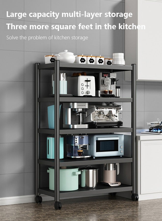 Momozone Multifunctional storage rack floor-standing multi-layer storage household punch-free storage carbon steel storage rack suitable for kitchen bathroom bedroom  - Image 1