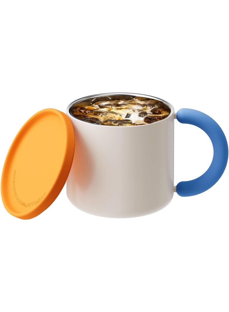 CHAKO LAB Insulated Mug 11Oz Stainless Steel Coffee Mug Double vacuum wall with Silicone Lid and Rubber non-slip handle，BPA free - Image 1