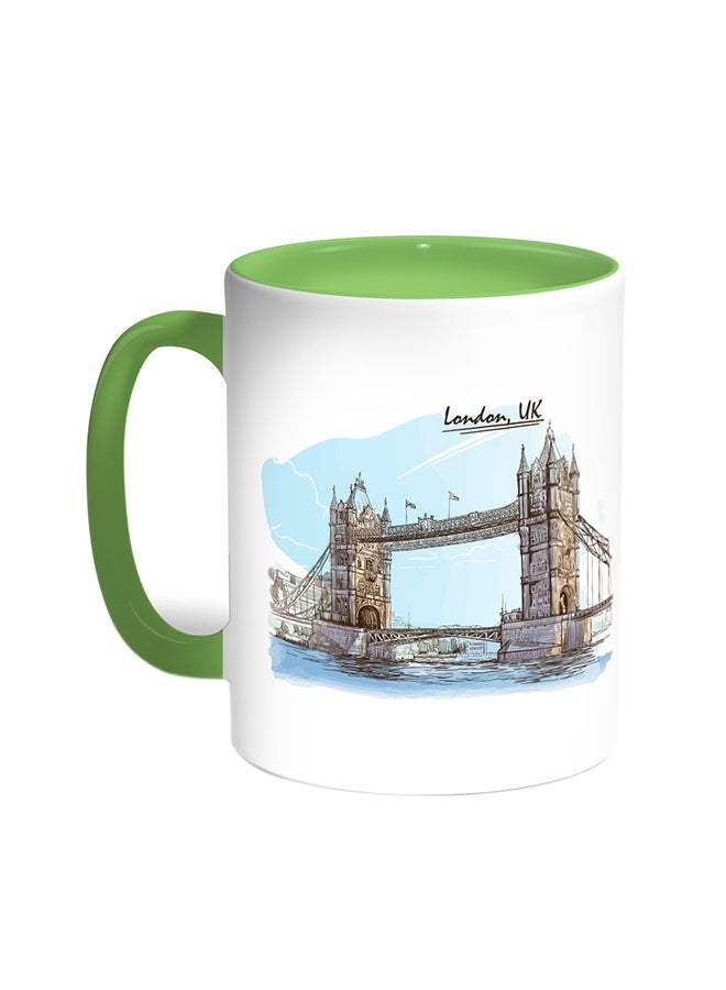 RYN Bridge Of London Printed Coffee Mug Green/White 11ounce