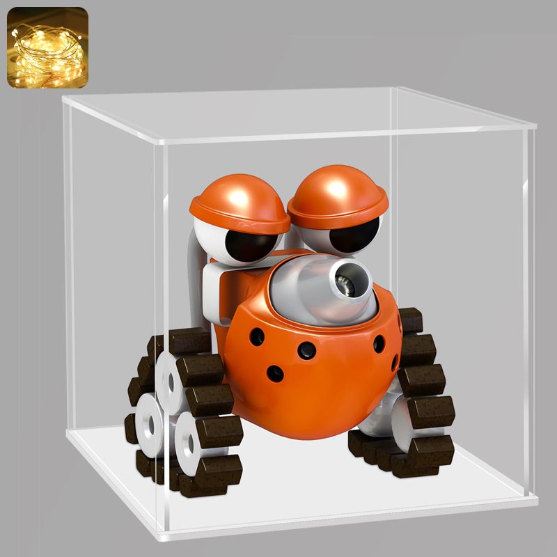 LANSCOERY Acrylic Display Case  Assemble Showcase Display Box for Collectibles  with Dustproof & Seamless Display Design  6x6x6inch White Base - Image 1