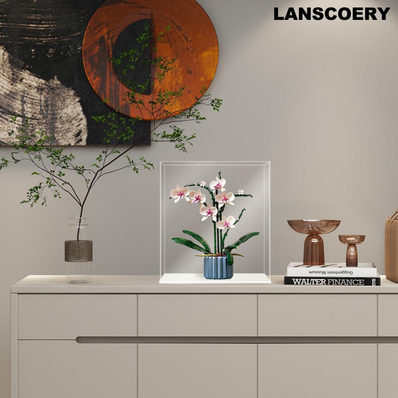 LANSCOERY Acrylic Display Case  Assemble Showcase Display Box for Collectibles  with Dustproof & Seamless Display Design  6x6x6inch White Base - Image 2