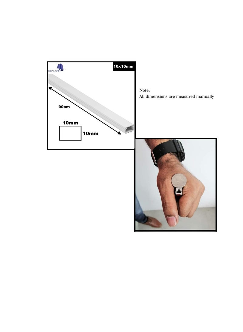90cm Square Cable Box Self Adhesive PVC Trunking White Wall Cord Cover Cable Concealer On-Wall Wire Cover Paintable Cable Management Raceway to Hide Wires - Pack of 1 (3pcs - 16x16x900mm)  - Image 2