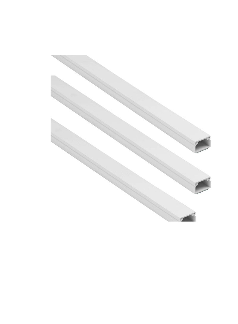 90cm Square Cable Box Self Adhesive PVC Trunking White Wall Cord Cover Cable Concealer On-Wall Wire Cover Paintable Cable Management Raceway to Hide Wires - Pack of 1 (3pcs - 16x16x900mm)  - Image 1