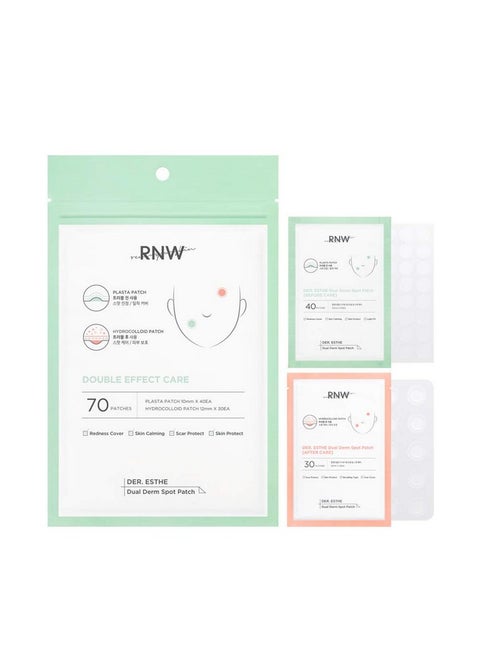 Der. Esthe Dual Derm Spot Patch Set Plaster Patch + Hydrocolloid Patch (70Ea) Care For Acne Pimples Zits Pores Invisible Blemish Cover All Day Long Korean Skincare