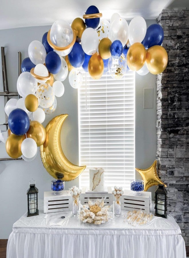 Netnology Navy Blue Gold Balloons Set, 60Pcs 12 Inch Navy Blue White Metallic Gold and Gold Confetti Latex Balloon for Birthday Baby Shower Bridal Shower Wedding Graduation Party Decorations - Image 3