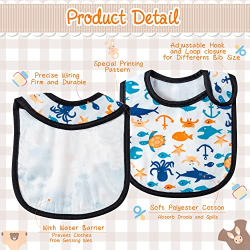 2ooya 7Pcs Waterproof Cotton Baby Bibs Adjustable Hook Loop Closure Infant Bib Unisex Blue Newborn Babies Infant Food Bibs Keepsake Baby Gift for Eating Teething Drooling Feeding（6-12 Months） - Image 3