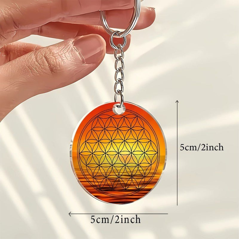 50 Pieces Acrylic Keychains Flower Of Life Design With Metal Rings 5 Bright Colors Suitable For School Keys Car Keys And Party Gifts For Friends Classmates And Activities - Image 5