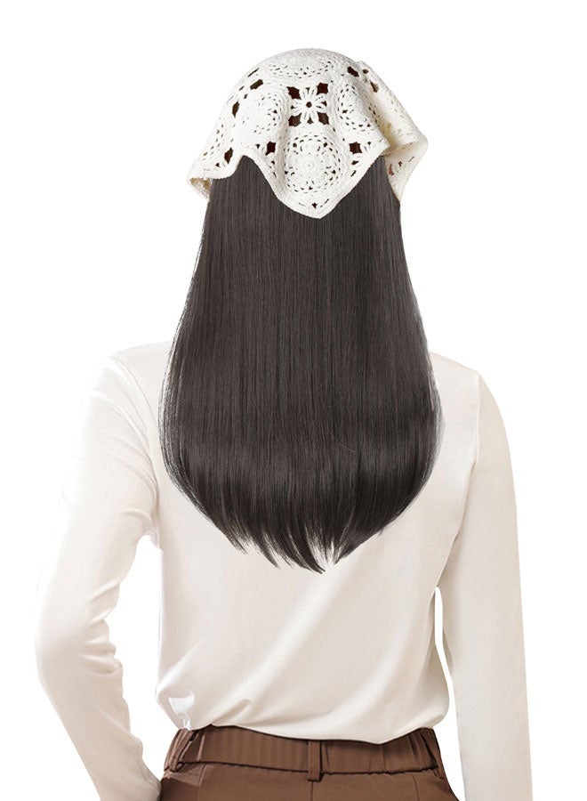 وهاواي 2Pcs Crochet Hair Bandanas Headbands Headscarf Hair Scarf Vintage Headband Knitted Head Kerchief for Women Girls Floral - Image 3