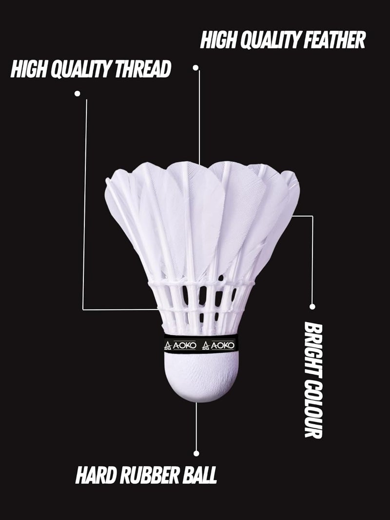 AOKO كرات الريشة سوبر كورك ريشة للبادمنتون – ريشة وزنه ثقيل | طيران مستقر | سرعة عالية | درجة البطولة – عبوة من 10 | أبيض - Image 2