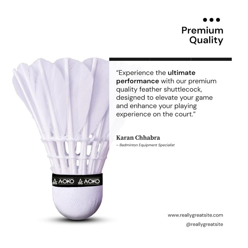AOKO كرات الريشة سوبر كورك ريشة للبادمنتون – ريشة وزنه ثقيل | طيران مستقر | سرعة عالية | درجة البطولة – عبوة من 10 | أبيض - Image 5