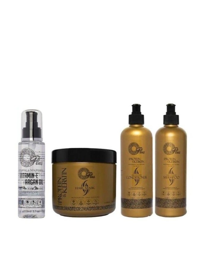 Oplus Hair care set treated with protein and keratin shampoo 500 ml  conditioner 500 ml  mask 500 ml and anti frizz serum 110 ml - Image 1