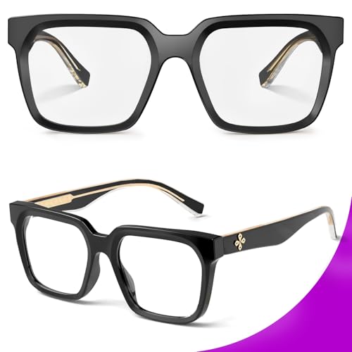 VISOONE Rectangle TR90 Blue Light Blocking Glasses Computer Eyewear with Preppy Look for Women and Men Cougar - Image 2