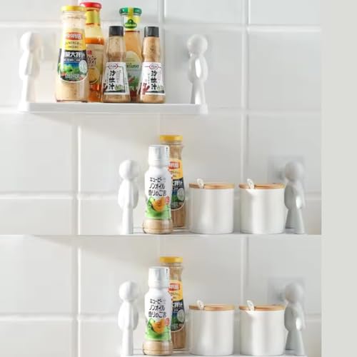 TASMAX floating shelf wall mounted, shelf for bathroom rack self adhesive, wall shelves for bathroom racks & shelves for storage shelf bathroom organizer without drill PACK OF 3, Polypropylene, White - Image 1