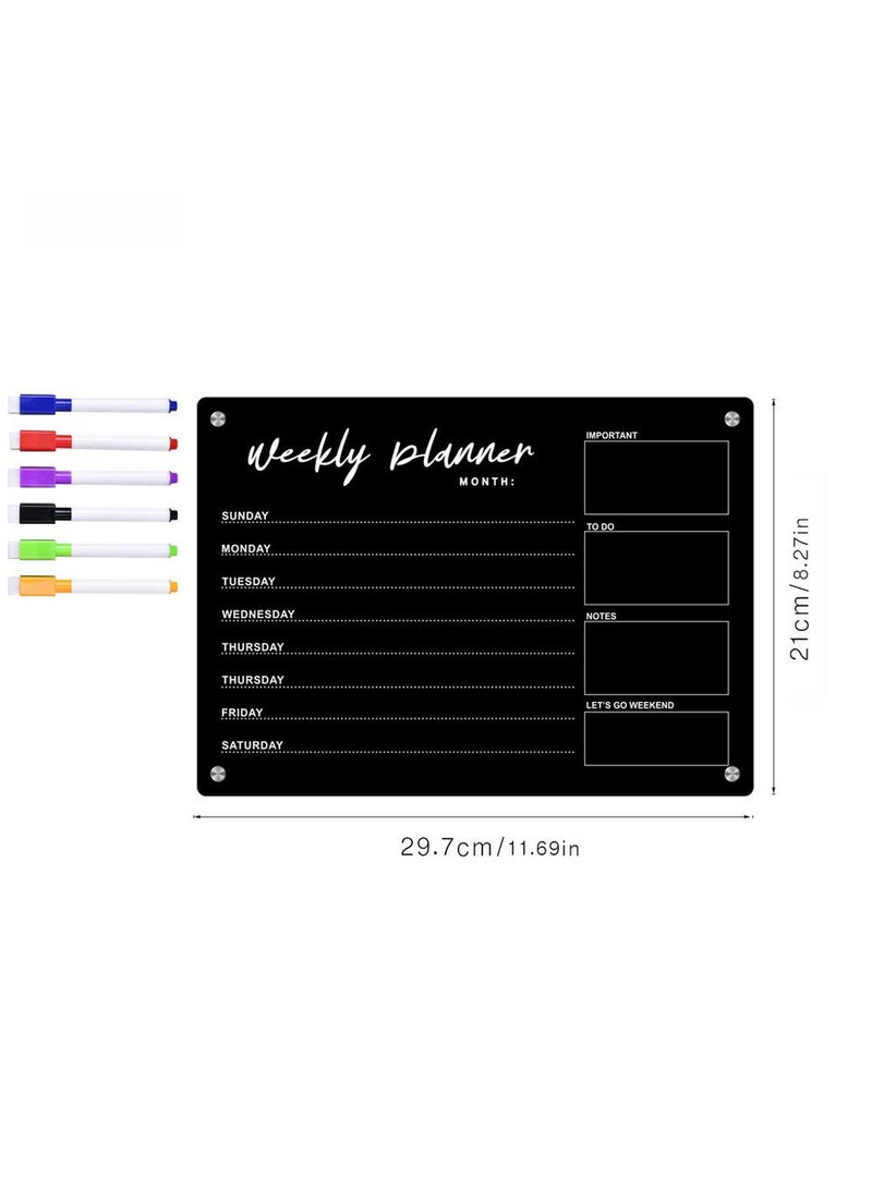 Acrylic Magnetic Absorption Week Plan Memo Board Erasable Black Message Writing Board Memo Reminder Display Board - Image 5
