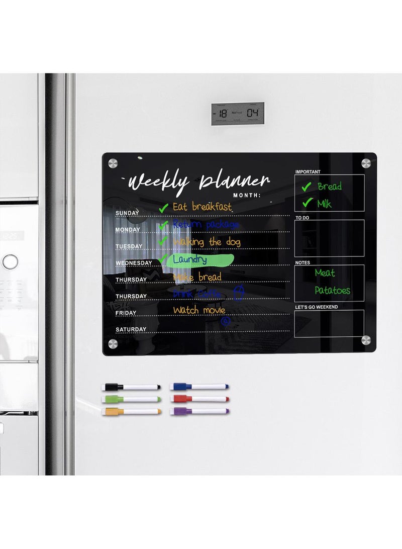 Acrylic Magnetic Absorption Week Plan Memo Board Erasable Black Message Writing Board Memo Reminder Display Board - Image 1