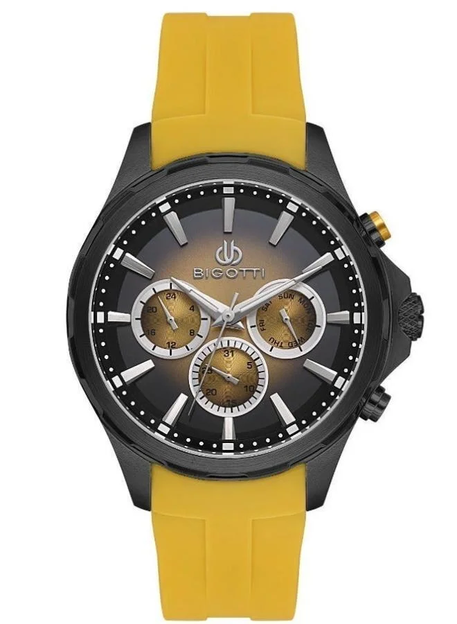 Bigotti Bigotti - Raffinato Men Watch | Silicone BandBrass Case | Analog | Round Dial | Mineral Glass | Japanese Quartz | Water Resistant 50 Meters