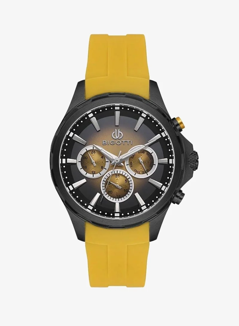 Bigotti Bigotti - Raffinato Men Watch | Silicone BandBrass Case | Analog | Round Dial | Mineral Glass | Japanese Quartz | Water Resistant 50 Meters