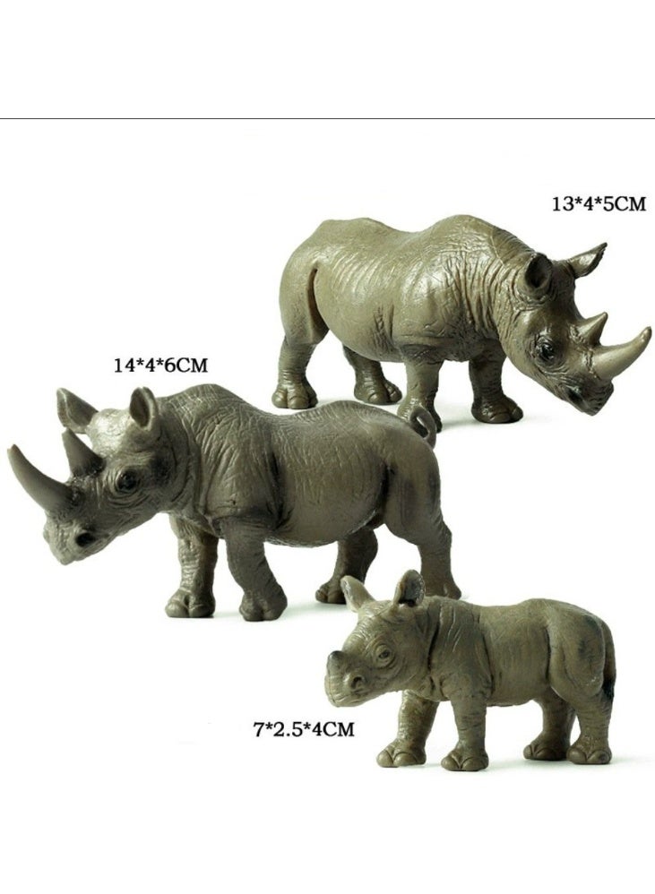 هالامودو أرقام حيوانات عائلة القرن 3 قطعة ، مجموعة لعبة القرن الواقعية ، الزينات الحيوانية البرية ، ألعاب معرفية حديقة حيوانات الغابة ، هدايا عيد ميلاد الأطفال - Image 1