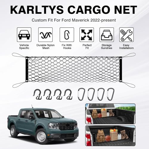 Karltys Truck Bed Cargo Net for Ford Maverick 20222024 2025 2026 Envelope Style Cargo Net for Pickup Truck Bed Ford Maverick 2025 Accessories Elastic Nylon Mesh Storage Netting Organizer - Image 3