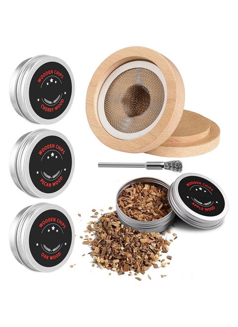 Wooden Cocktail Smoker Set Smoker 4 flavor sawdust cleaning brush (set)