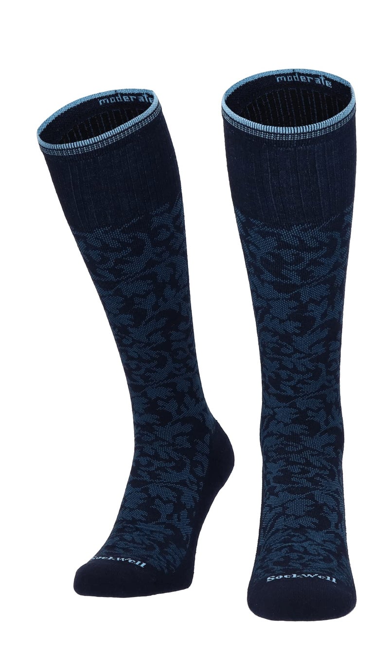 Sockwell Women's Damask Moderate Graduated Compression Sock, Navy - M/L - Image 2
