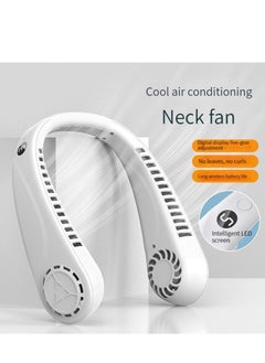 Ocean Portable Leafless Hanging Neck Fan, USB Rechargeable Fashion Fan, White  - Image 2