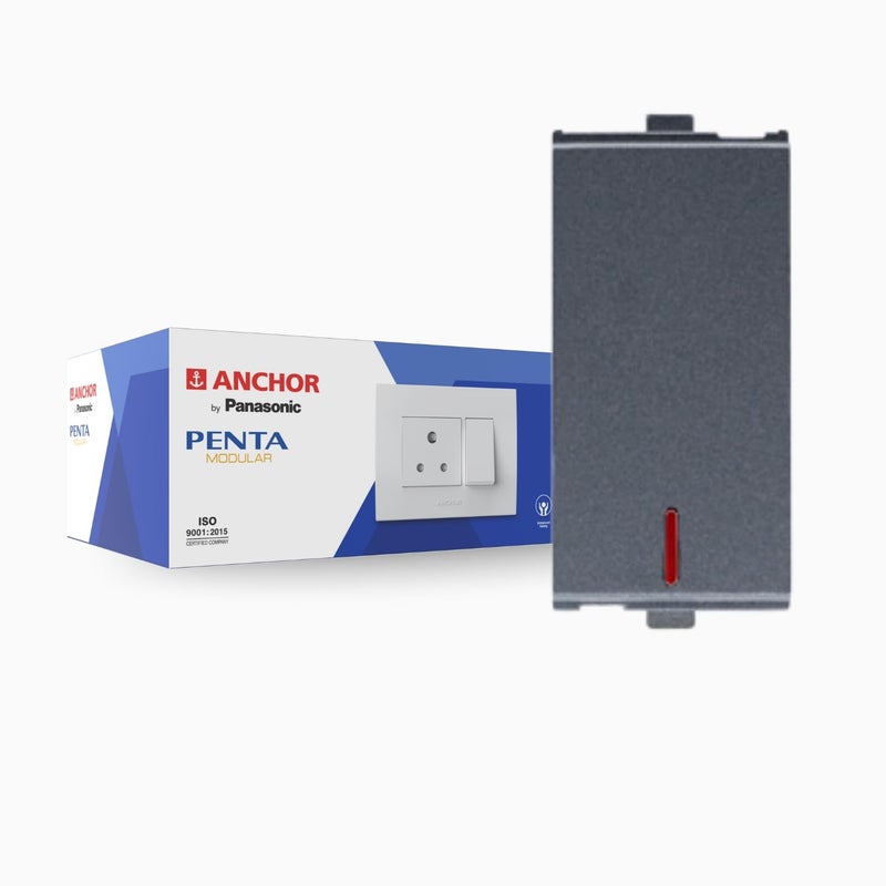 Anchor by Panasonic Penta Modular 16AX 1 Way Switch with Neon Indicator, 1 Module 1 Way Switch (Black, 65001B-10) - Image 5