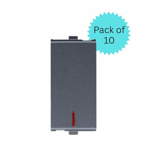 Anchor by Panasonic Penta Modular 16AX 1 Way Switch with Neon Indicator, 1 Module 1 Way Switch (Black, 65001B-10) - Image 2