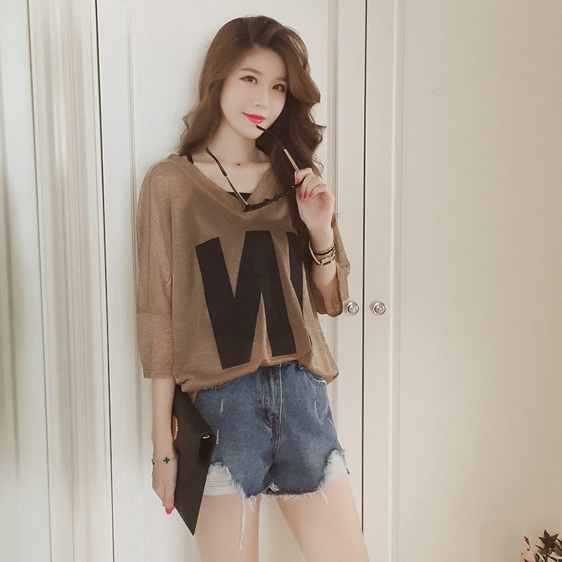 Plus Size T-Shirt Women'S Summer Chubby Girl Korean Loose V-Neck Top Suspender Top Two-Piece Short Sleeve 200 Jin Top Trendy T - Image 3