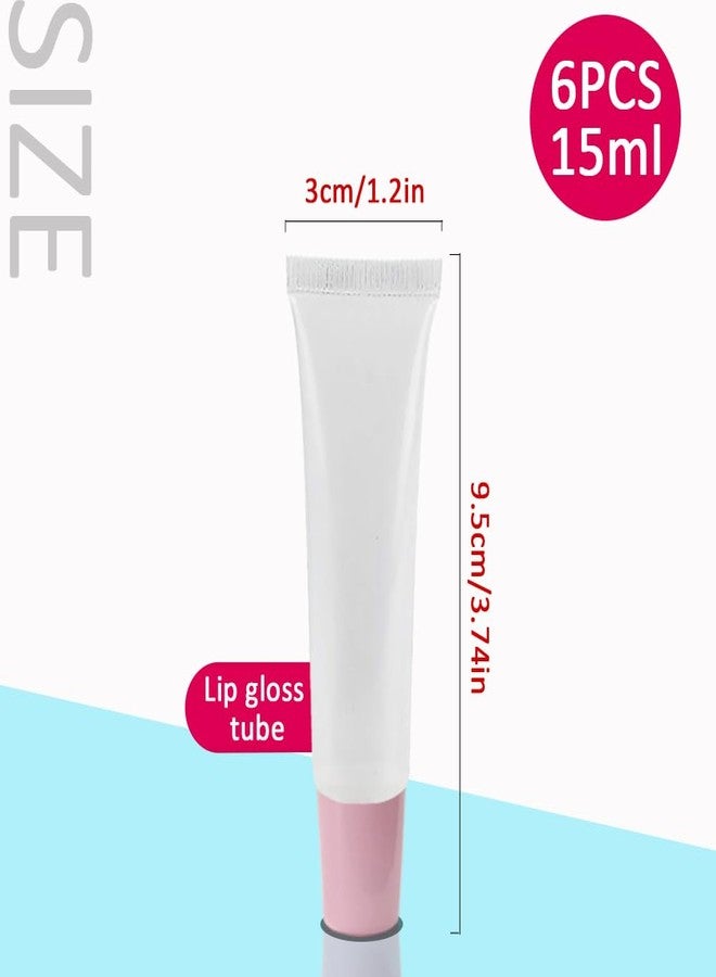 AMORIX 6pcs Empty Lip gloss Tubes Containers 15ml Pink Refillable Empty Squeeze Tubes Clear Cosmetic Containers Soft Tube for Women Girls DIY Lip Gloss Cosmetics - Image 3