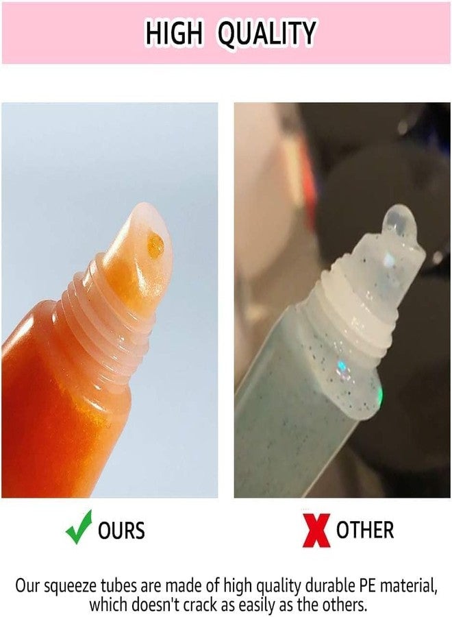 AMORIX 6pcs Empty Lip gloss Tubes Containers 15ml Pink Refillable Empty Squeeze Tubes Clear Cosmetic Containers Soft Tube for Women Girls DIY Lip Gloss Cosmetics - Image 4