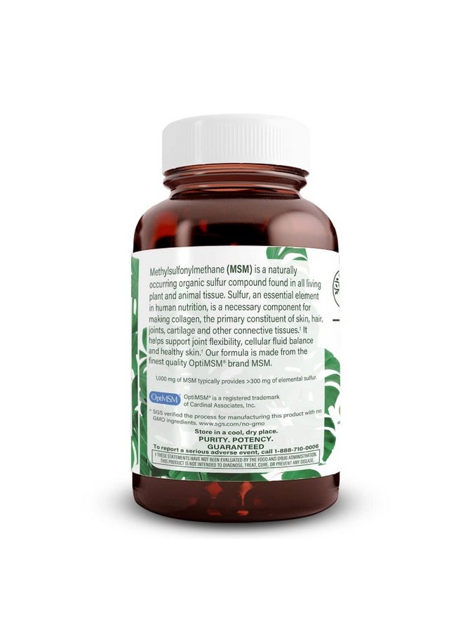 Natural Nutra - Optimsm With Methylsulfonylmethane Pure Msm Supplement With Sulfur Prevent Thinning Hair Wrinkles Increase Joint Flexibility And Bone Health 1000 Mg 60 Vegan Tablets - Image 1