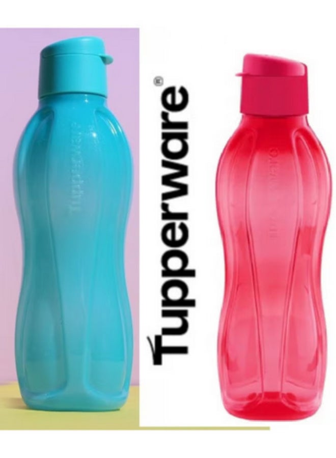 Tupperware Original Fliptop Sparkling bottle 750 ml (2 Pieces) - 1 blue Color + 1 Red Color - Image 1