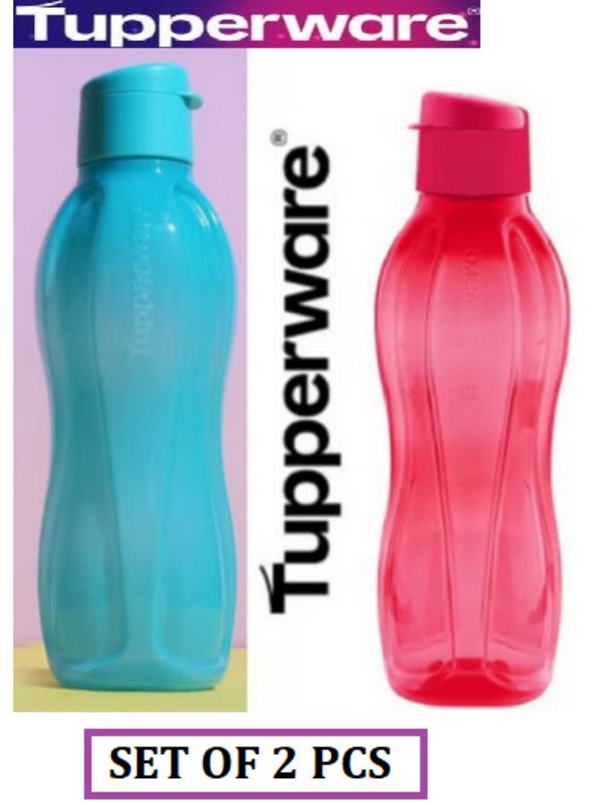 Tupperware Original Fliptop Sparkling bottle 750 ml (2 Pieces) - 1 blue Color + 1 Red Color - Image 1