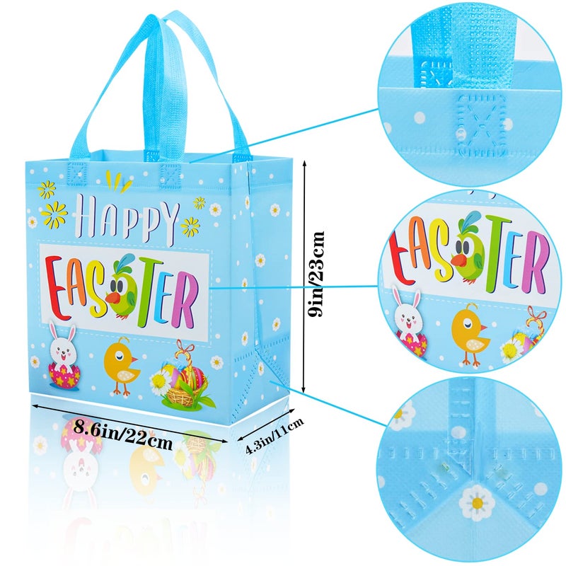 JWSCYSY 6Pcs Easter Non-woven Bags with Handle, Happy Easter Gift Bags for Kids, Treat Bags Rabbit Bunny, Reusable Easter Goodie Bags-Waterproof - Image 2