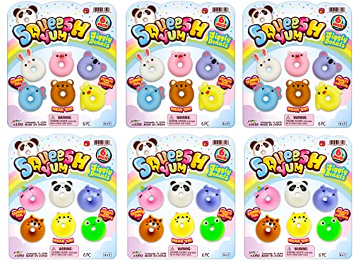 JARU Squeesh Yum Mini Squishy Donut Toy 6 Pack 6 Mini Mochi Squishies Each DonutShaped Mochi Squishy Animals Kids Anger Management Toys Bulk Party Favors 33526s - Image 1