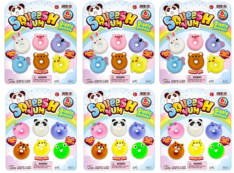 JARU Squeesh Yum Mini Squishy Donut Toy 6 Pack 6 Mini Mochi Squishies Each DonutShaped Mochi Squishy Animals Kids Anger Management Toys Bulk Party Favors 33526s - Image 2