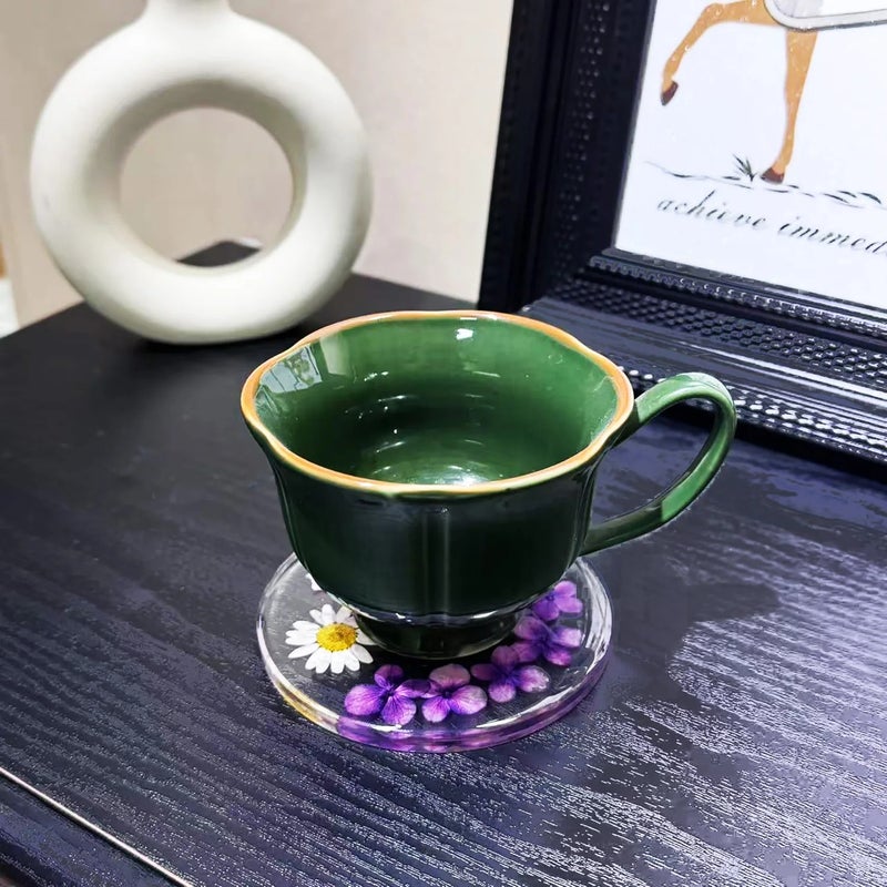 Y&D New Design DIY Real Flower Resin Coasters – Heat-Insulating Cup Mats for Tea Cups, Home & Dining Table Decor - Image 3