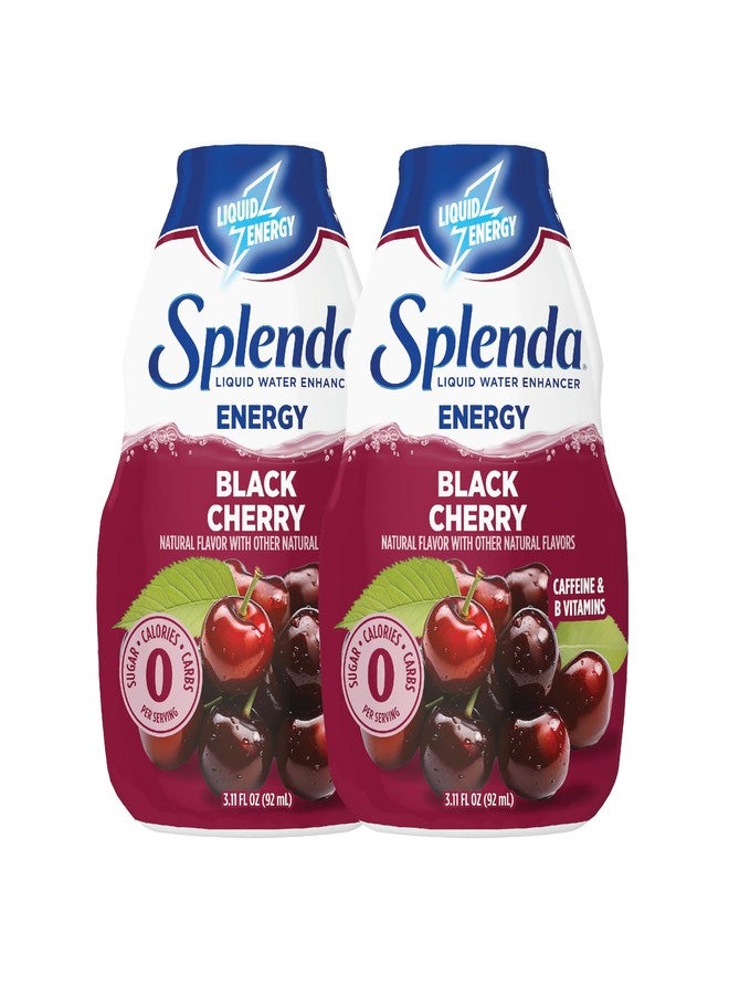 SPLENDA Energy Liquid Water Enhancer Drops, Sugar Free, Zero Calorie, Natural Flavor, Concentrated Drink Mix, 3.11 Fl Oz Each Bottle (Black Cherry, 2 Pack) - Image 1