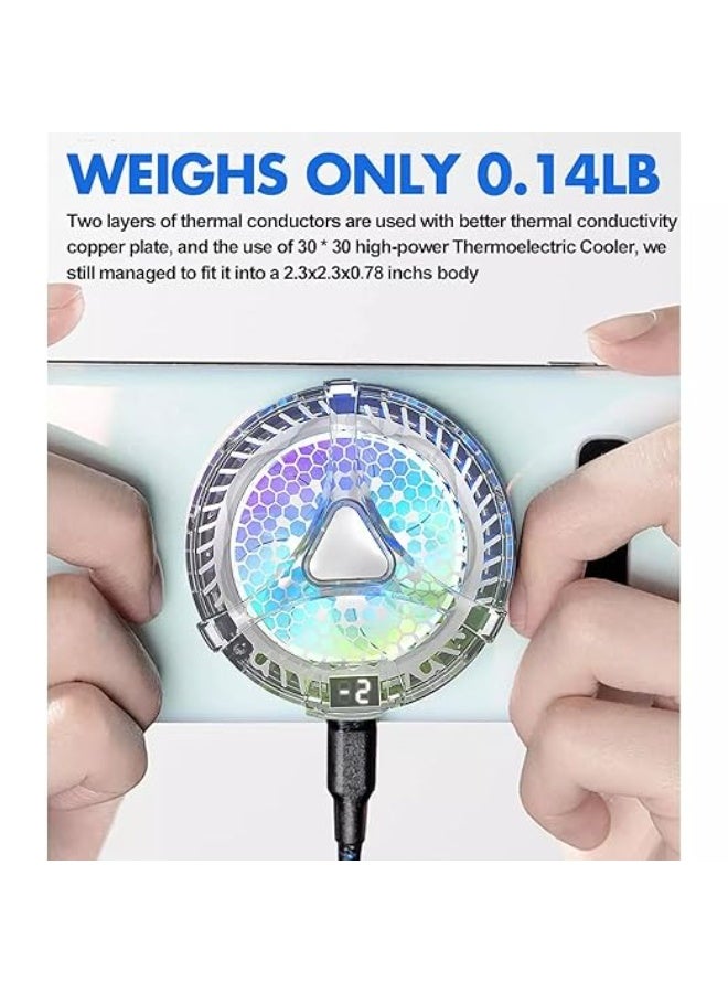 X36 RGB Magnetic Mobile Phone Cooler - Ice Magnetic Cooling Fan with Digital Display | Transparent - Image 2