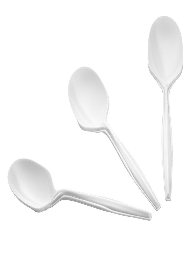 Settings [400 Count] Settings Plastic White Soup Spoons, Practical Disposable Cutlery, Great For Home, Office, School, Party, Picnics, Restaurant, Take-out Fast Food, Outdoor Events, Or Every Day Use, 1 Box - Image 2