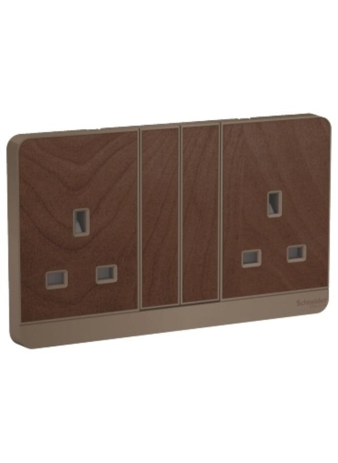 Schneider Electric Schneider Electric AvatarOn, 2 switched socket, 3P, 13 A, 250 V, LED, Wood (Model Number-E83T25N_WD_G12) 