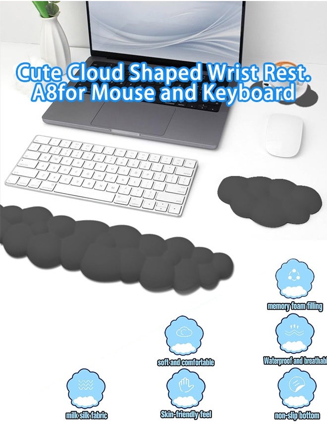 Generic - Keyboard Cloud Wrist Rest, Mouse and Keyboard Wrist Rest Set, PU Memory Foam Non-Slip Cloud Wrist Rest, Soft and Elastic, Can Relieve Typing Pain, Ergonomic Wrist Support for Office/Computer/Laptop - Image 1