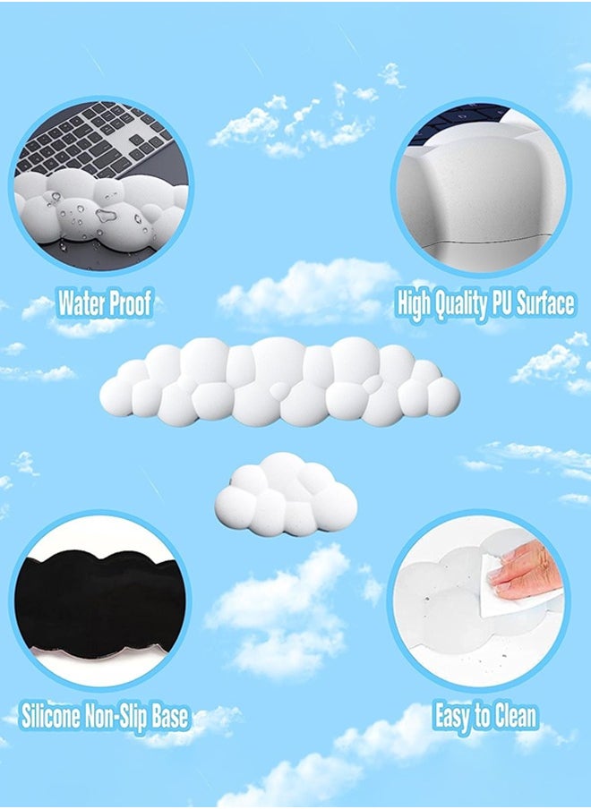 Generic - Keyboard Cloud Wrist Rest, Mouse and Keyboard Wrist Rest Set, PU Memory Foam Non-Slip Cloud Wrist Rest, Soft and Elastic, Can Relieve Typing Pain, Ergonomic Wrist Support for Office/Computer/Laptop - Image 1