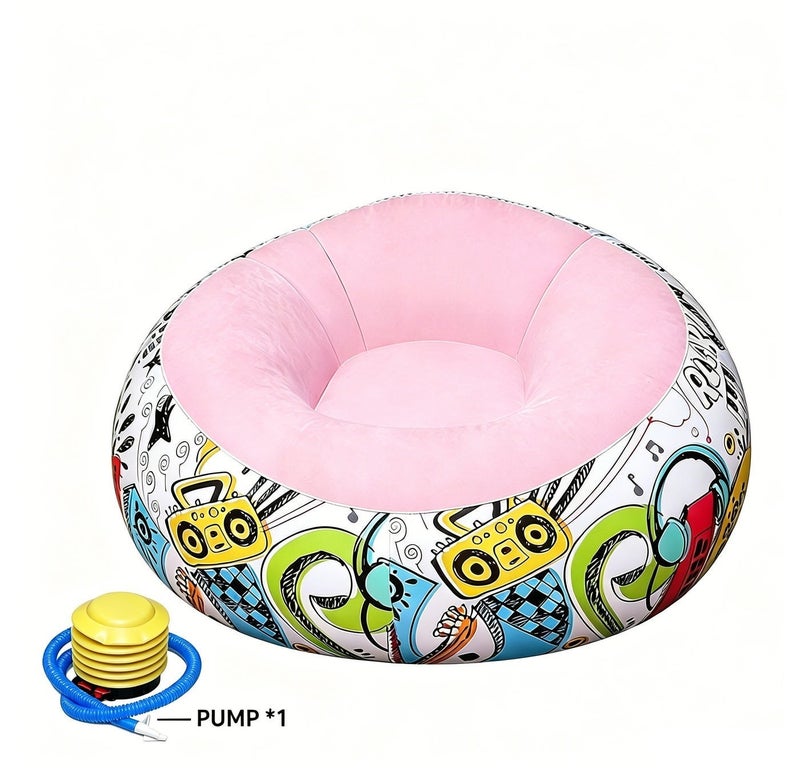 Lazy Inflatable Sofa,Single Cute Sofa for Outdoor ,Living Room ,Bedroom with Air Pump (Pink) - Image 1