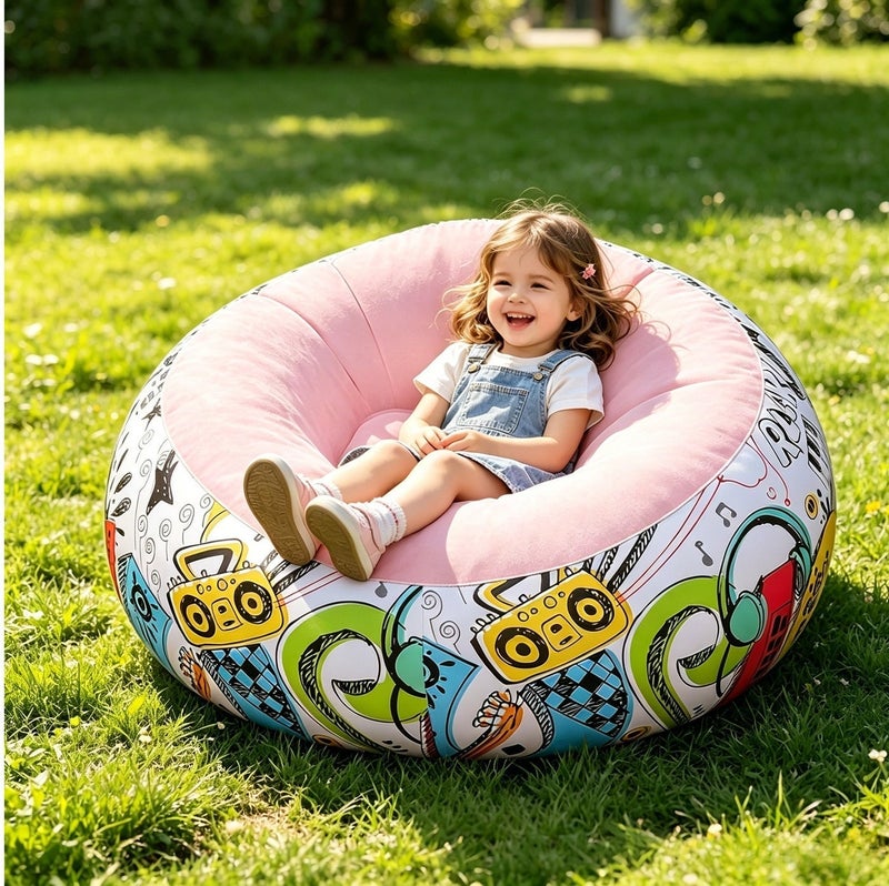 Lazy Inflatable Sofa,Single Cute Sofa for Outdoor ,Living Room ,Bedroom with Air Pump (Pink) - Image 4